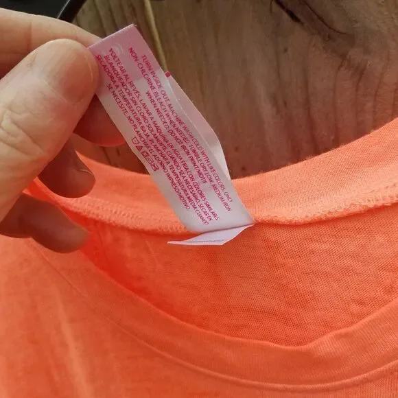 Juniors Tank Top Medium 7/9 Bright Orange Love w/Stars Slit Open Back NWOT - Picture 6 of 12